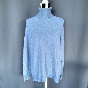J.Crew Light Heather Blue Turtleneck Wool Sweater